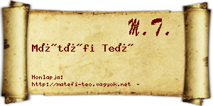 Mátéfi Teó névjegykártya